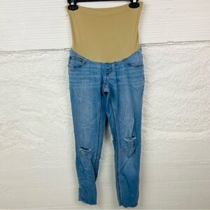 INDIGO BLUE denim stretch distressed over the belly maternity jeans size medium